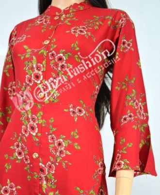 Rayon Palazzo Suit Printed-L-Red