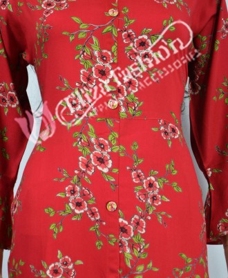 Rayon Palazzo Suit Printed-M-Red