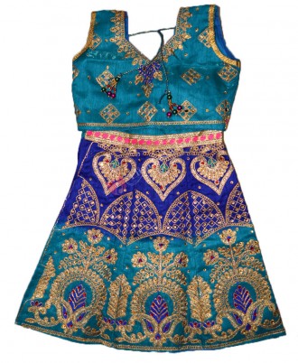 Chanderi Silk Lehenga Choli Embroidered- Shades Blue