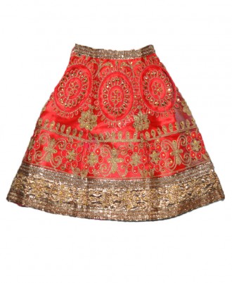 Net Fabric Lehenga Choli Embroidered- Gajri