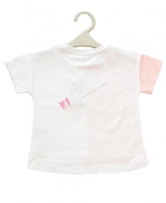 Girls 100% Cotton White and Light Pink T-Shirt 2-3 Years