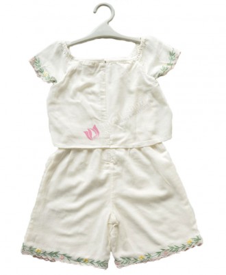 Girls 100% Cotton Off White Jumpsuit 4-5 Years