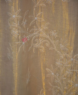 Simar Cotton Kurti Chikan Hand Embroidered-XL-Golden